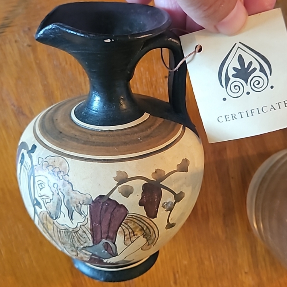 LASTCHABCE Ancient Greek museum Reinactment Roman God handmade pottery vase Vtg
